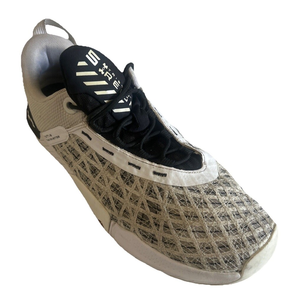 Under Armour Tri Base Reign 5 Mens 11.5 Ivory White Black Running Sneakers